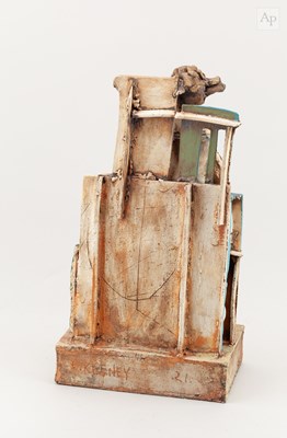 Lot 101 - CHRISTY KEENEY (born 1958); a flat earthenware...