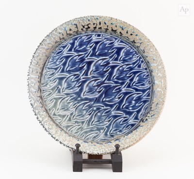 Lot 132 - DANIEL BOYLE; a salt glazed dish decorated...