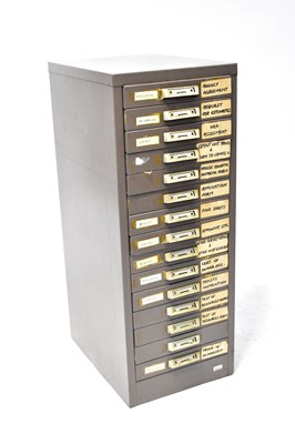 Lot 73 - A metal fifteen-drawer filing cabinet, 90 x 35...