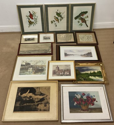 Lot 487 - A quantity of paintings, prints and maps,...