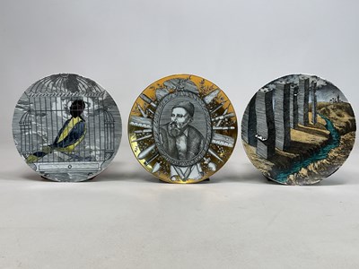 Lot 226 - FORNASETTI; three plates, 'Le Arpie Gentili', '...