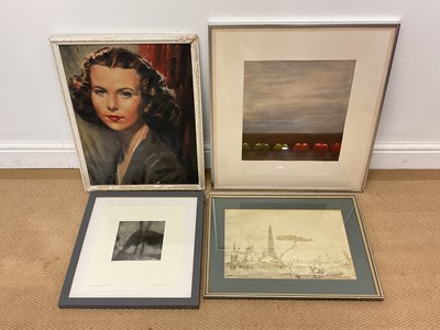 Lot 474 - A group of pictures including a painting of...