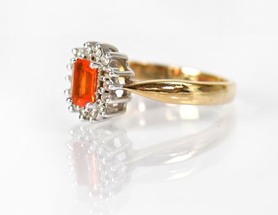 Lot 1047 - A 9ct yellow gold ring set with a rectangular...