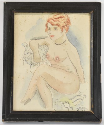 Lot 229 - GEORGE GROSZ; an erotic pencil and watercolour...