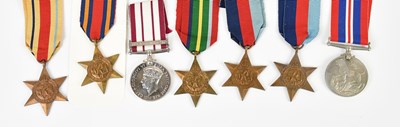 Lot 211 - Seven WWII medals comprising the 1939-45 Medal,...