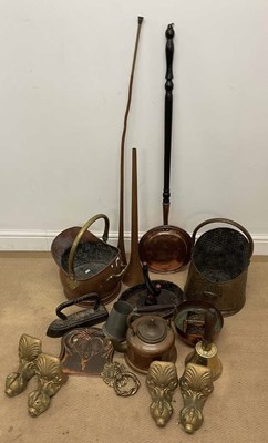 Lot 219 - A quantity of copper and brass ware, to...