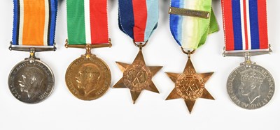 Lot 194 - A WWI and WWII five piece medal group awarded...