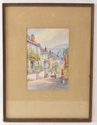 Lot 262 - W SANDS; a small watercolour, coastal street...