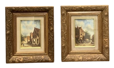 Lot 223 - C FRANCO; a pair of oils on panel, 'Dutch Town...