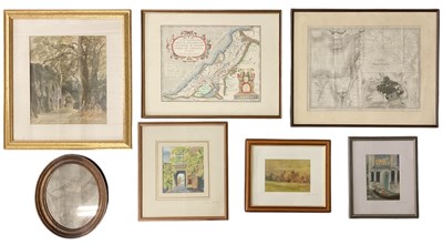 Lot 225 - Five assorted pictures and two maps including '...