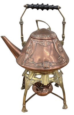 Lot 477 - WMF; an early 20th century copper kettle, on...