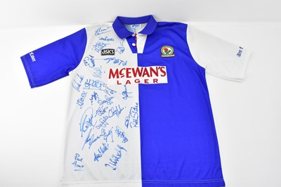 Lot 20 - BLACKBURN ROVERS; a replica 94/96 home shirt,...