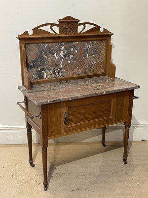 Lot 1063 - An Edwardian washstand with marble splashback...