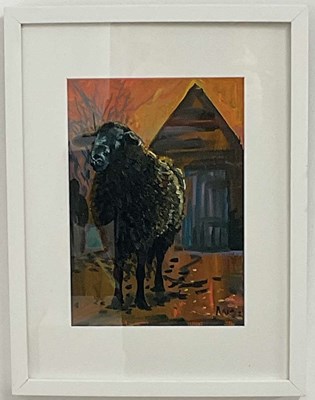 Lot 494 - ALEX WILLIAMS; oil on board, 'Black Ram',...