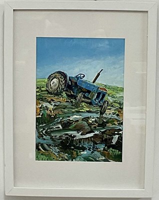 Lot 496 - ALEX WILLIAMS; oil on board, 'Old Blue Tractor'...