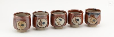 Lot 626 - Mashiko, Japan; a quintet of stoneware yunomi...