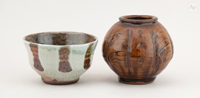 Lot 449 - MIKE DODD (born 1943); a lobed stoneware jar...