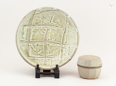 Lot 454 - MIKE DODD (born 1943); a stoneware dish...