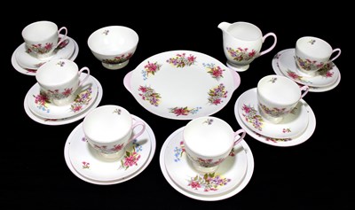 Lot 621 - SHELLEY; a part tea service with transfer...