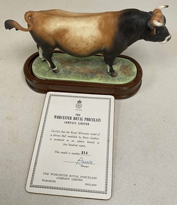 Lot 332 - ROYAL WORCESTER; a model of a Jersey bull,...