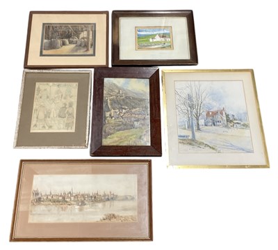 Lot 201 - Six assorted pictures comprising an oil on...