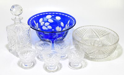 Lot 478 - A Czechoslovakian blue flashed glass bowl with...