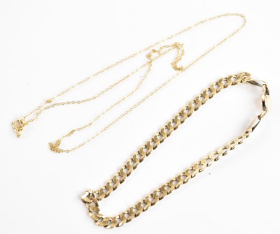 Lot 238 - A 9ct yellow gold curb link bracelet, length...