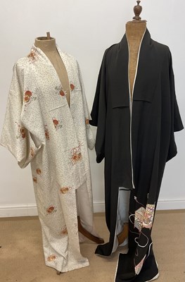 Lot 165 - Two Japanese kimonos, one black silk with...