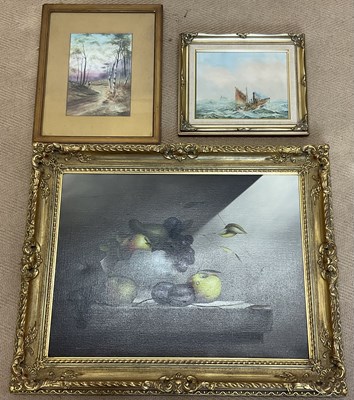 Lot 471 - HENRY WOODWARD; oil on board, 'Steam Drifter',...