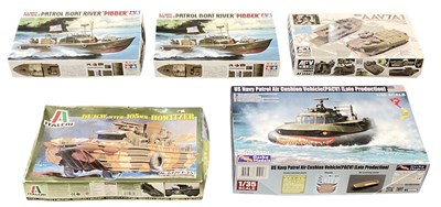 Lot 517 - TAMIYA; three 1:35 scale boat models including...