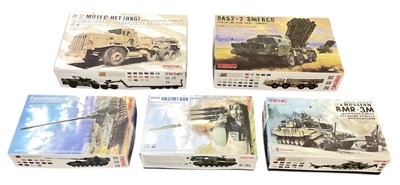 Lot 505 - MENG; five 1:35 scale military vehicle model...