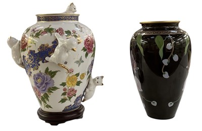 Lot 544 - FRANKLIN MINT; a large porcelain vase,...