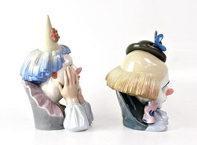 Lot 201 - LLADRÓ; two large busts of sad clowns,...