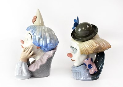 Lot 201 - LLADRÓ; two large busts of sad clowns,...