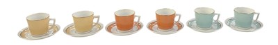 Lot 562 - ROYAL COPENHAGEN; a set of six beige, orange...