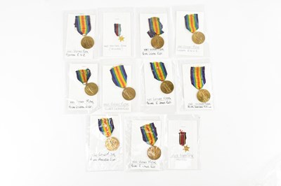 Lot 1266 - Nine WWI Victory Medals comprising medals...