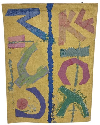 Lot 441 - A modern yellow ground Memphis style tapestry...