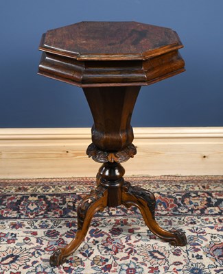Lot 2791 - A Victorian carved rosewood trumpet work table,...