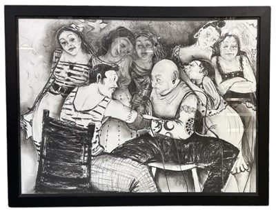 Lot 112 - ANNA MAZZOTTA; a black and white pastel and...