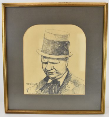 Lot 259 - HAROLD WOOD; a charcoal drawing of a elderly...