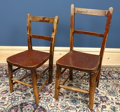 Lot 2916 - Two beech and ash child's chairs, with solid...