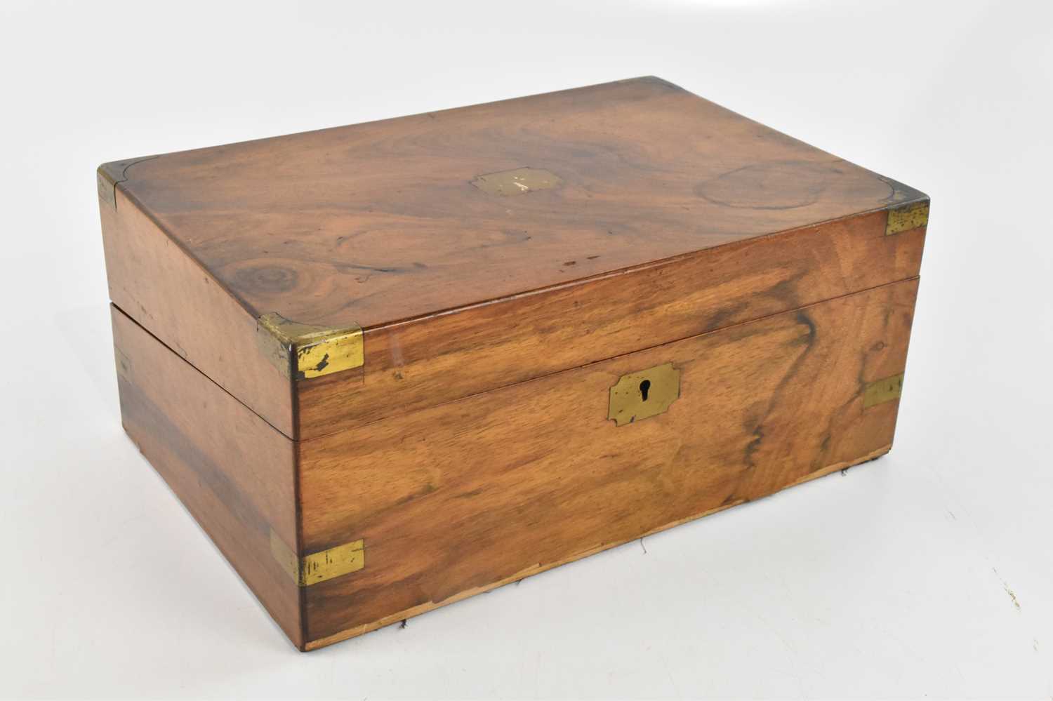 Lot 1398 - A Victorian brass bound writing slope, the...