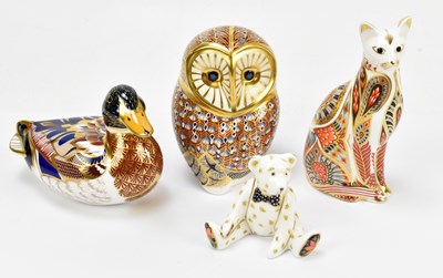 Lot 466 - ROYAL CROWN DERBY; three animal model paperweights