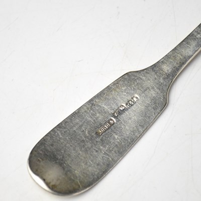 Lot 874 - Three Russian hallmarked silver Fiddle pattern...