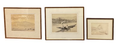 Lot 141 - C N HEATHCOTE; watercolour, Indian river scene,...