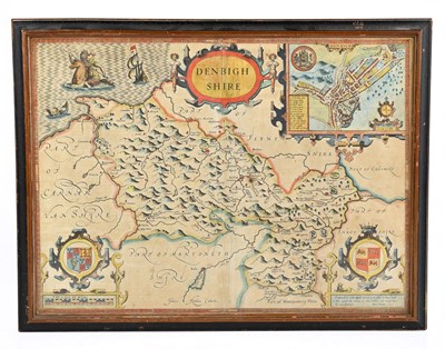 Lot 336 - JOHN SPEED; a 17th century map of Denbighshire,...