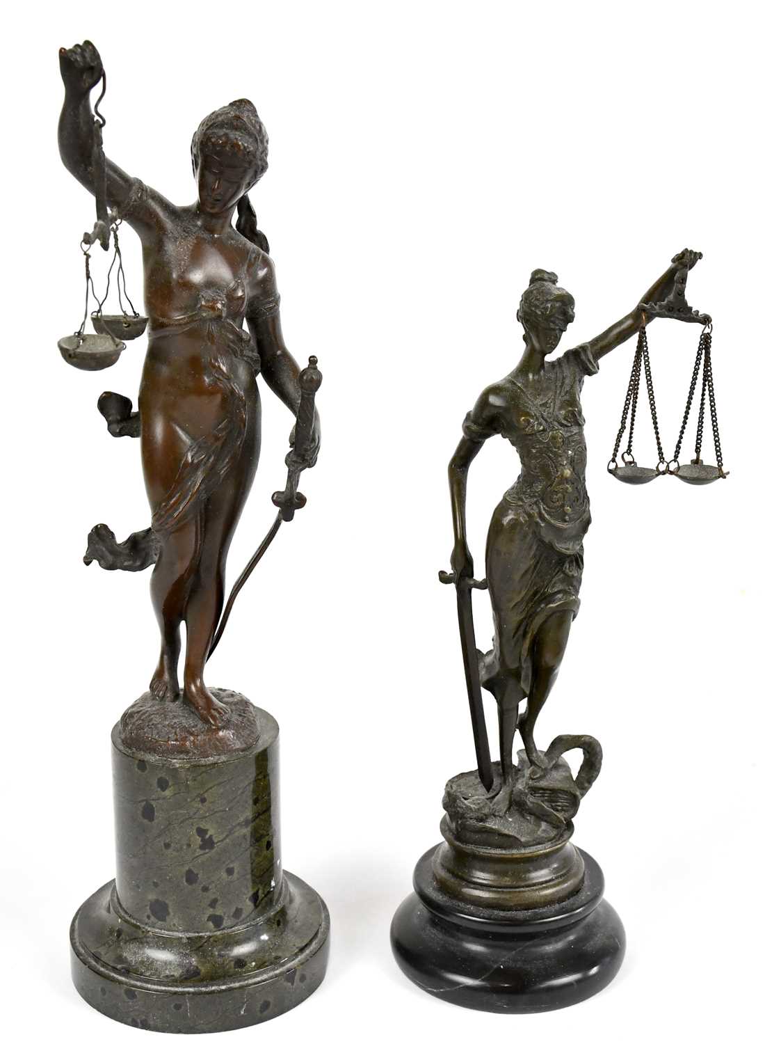 Themis Object Lot 310 - A reproduction bronze figure of Themis, on