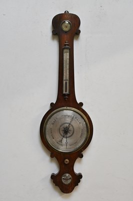 Lot 282 - A 19th century rosewood wheel barometer with...