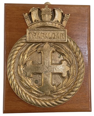 Lot 345 - An early 20th century brass boat badge, 'HMS...