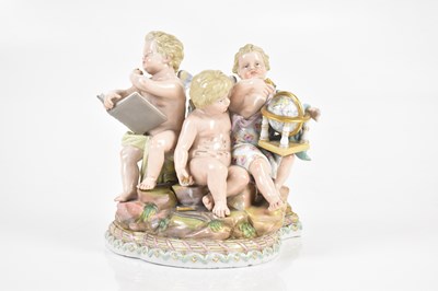 Lot 588 - MEISSEN; a 19th century porcelain figure group,...